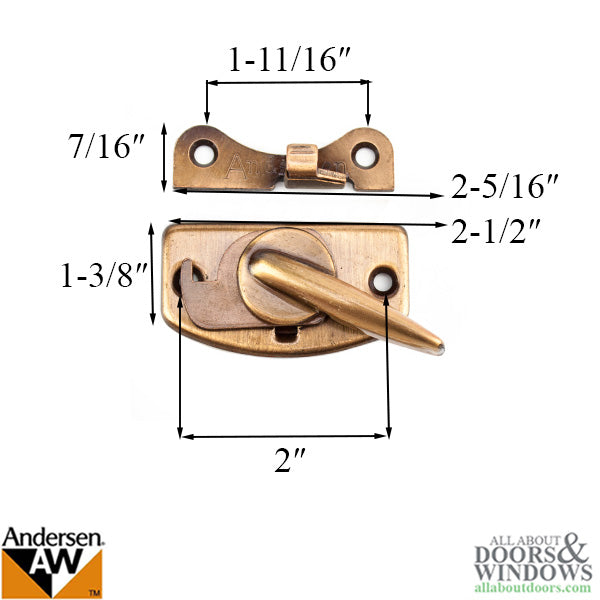 Andersen Pressure Seal Window Sash Lock & Keeper - Antique Bronze - Andersen Pressure Seal Window Sash Lock & Keeper - Antique Bronze