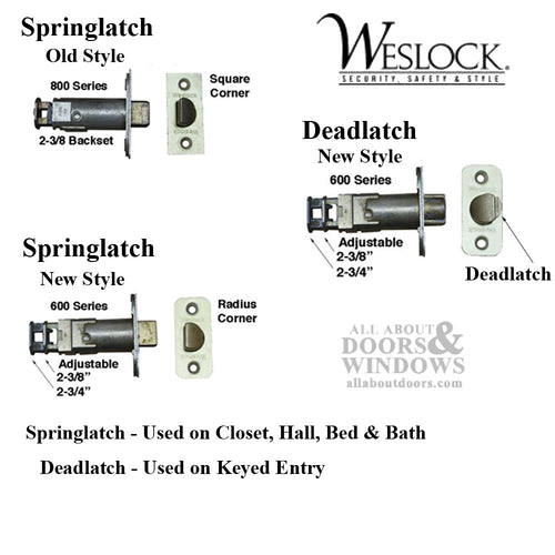 Weslock 600 Series Adjustable Deadlatch Radius Face - Satin Brass - Weslock 600 Series Adjustable Deadlatch Radius Face - Satin Brass