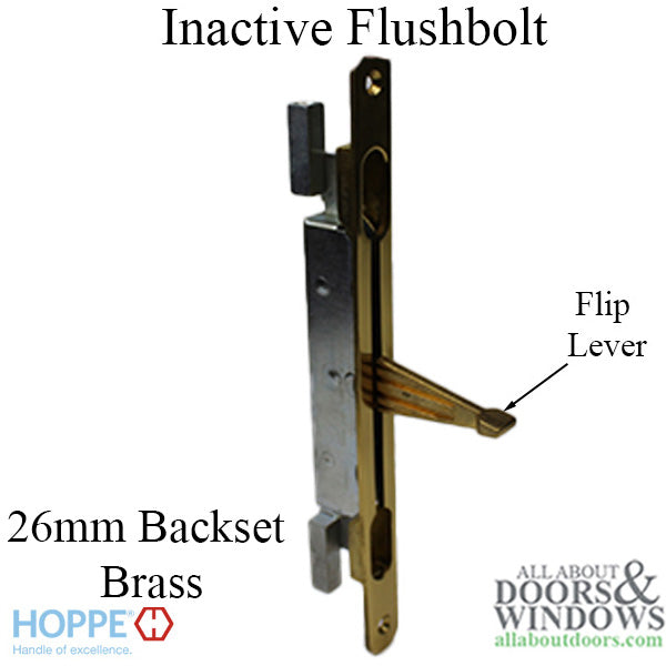 Inactive Flushbolt Rod, 26mm Backset, Flip Lever - Brass - Inactive Flushbolt Rod, 26mm Backset, Flip Lever - Brass