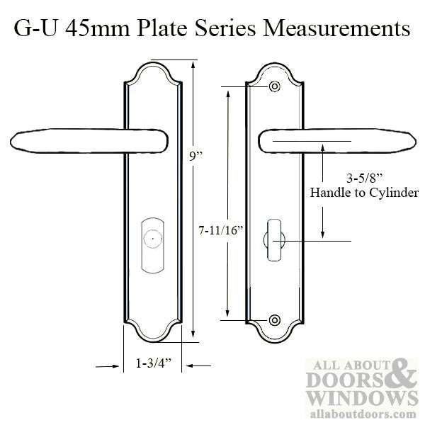 G-U Torino Handle & 45mm Plate, Active, Key & Thumbturn (Handle Above Cylinder) Choose Color - G-U Torino Handle & 45mm Plate, Active, Key & Thumbturn (Handle Above Cylinder) Choose Color