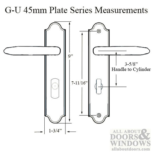 G-U Torino Handle & 45mm Plate, Active, Key & Thumbturn (Handle Above Cylinder) Choose Color - G-U Torino Handle & 45mm Plate, Active, Key & Thumbturn (Handle Above Cylinder) Choose Color