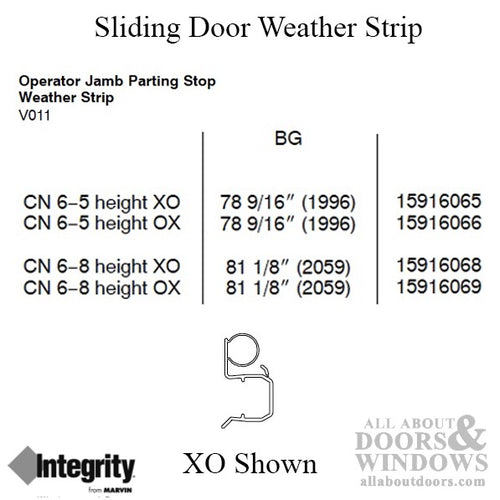 Integrity, CN 6-5 Parting Stop Weather Strip 78-9/16