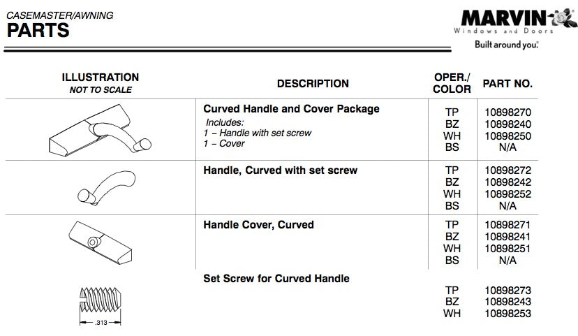 Marvin Cover & Handle, casement or awning windows - Marvin Cover & Handle, casement or awning windows