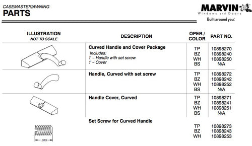 Marvin Cover & Handle, casement or awning windows - Marvin Cover & Handle, casement or awning windows