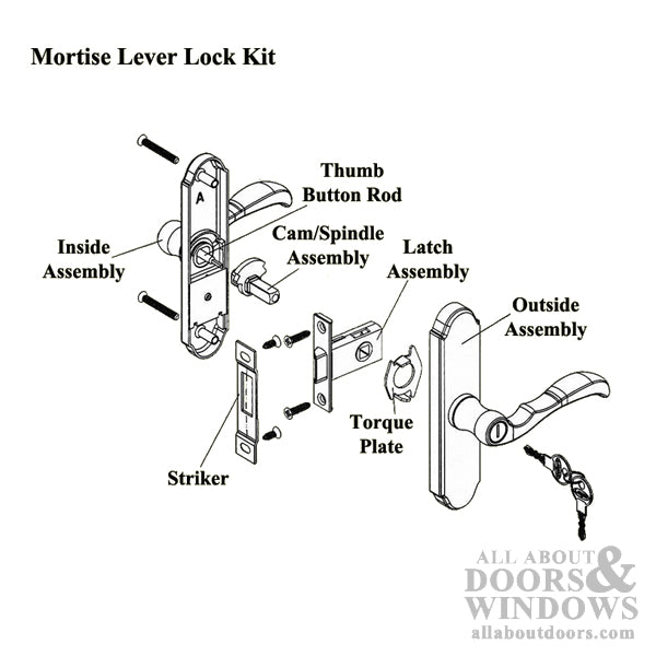 Larson Mortise Lever, 1-3/16 Backset, Storm Door with Key - Larson Mortise Lever, 1-3/16 Backset, Storm Door with Key