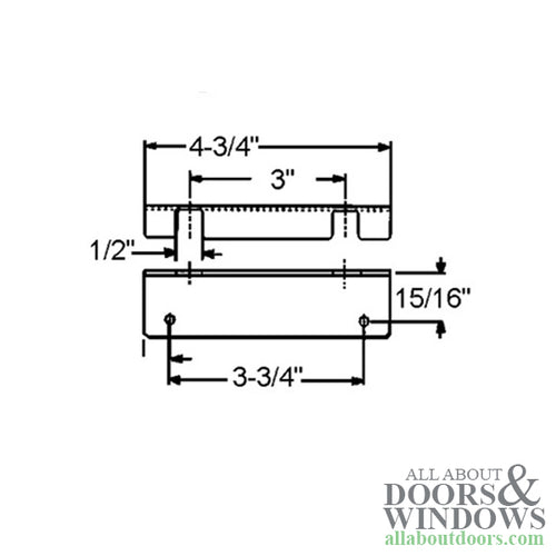 Auxiliary Strike Plate, Foot Bolt Keeper, Truth 2 Hole Angled - Auxiliary Strike Plate, Foot Bolt Keeper, Truth 2 Hole Angled