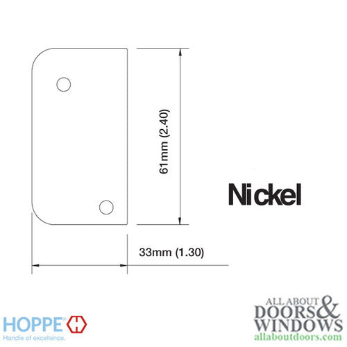 Strike Plate, RU1, Auto-Release Underplate 1.30 x 2.40 - Nickel - Strike Plate, RU1, Auto-Release Underplate 1.30 x 2.40 - Nickel