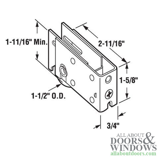 Sliding Door Roller Adjustable Steel Plain Back Housing With 1.5 Inch Steel Wheel - Sliding Door Roller Adjustable Steel Plain Back Housing With 1.5 Inch Steel Wheel