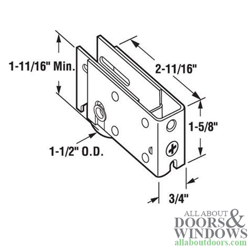 Sliding Door Roller Adjustable Steel Plain Back Housing With 1.5 Inch Steel Wheel - Sliding Door Roller Adjustable Steel Plain Back Housing With 1.5 Inch Steel Wheel