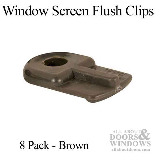 Window Screen Flush Clips, Nylon, Brown - 8 Pack