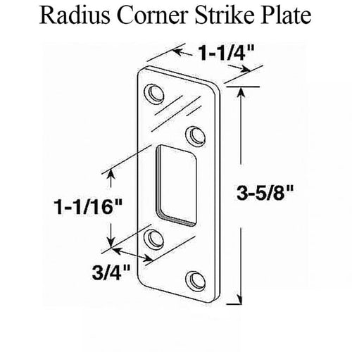 Radius Corner Strike Plate, Deadbolt, 1/4