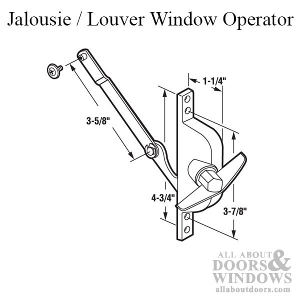 Jalousie / Louver Window Operator, 3-5/8 Inch Offset Link, Daryl Windows - Choose Color - Jalousie / Louver Window Operator, 3-5/8 Inch Offset Link, Daryl Windows - Choose Color