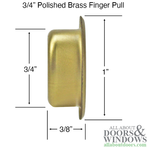 Finger Pulls, 3/4 Inch, Polished Brass - Acme No. 301 - Finger Pulls, 3/4 Inch, Polished Brass - Acme No. 301