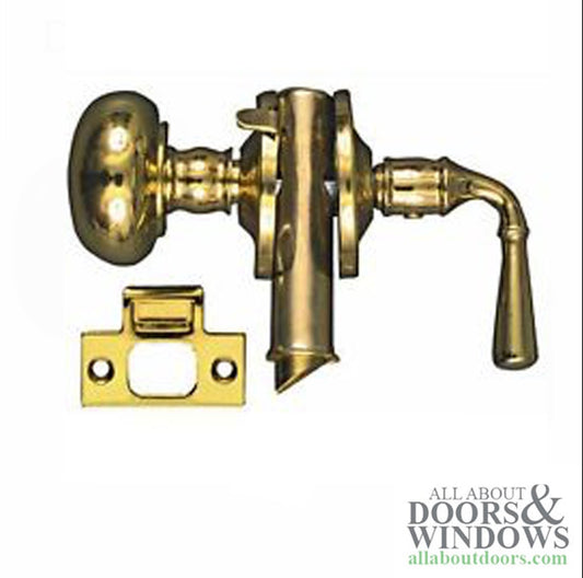 Storm door handleset, surface mount, Knob and Lever - Brass