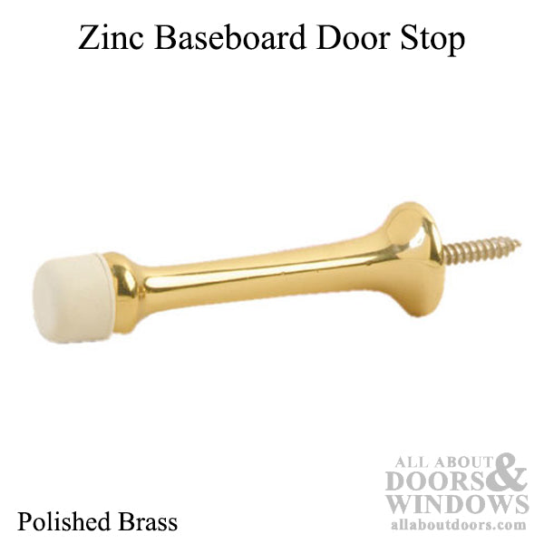 Baseboard Door Stop, Zinc - Polished Brass - Baseboard Door Stop, Zinc - Polished Brass