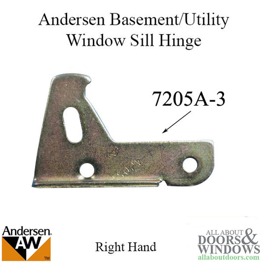 Sill Hinge - Right 7205-3, Andersen Basement / Utility window