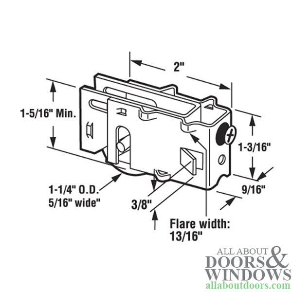 Sliding Patio Door Steel Ball Bearing Roller with Adjustable Steel Housing Assembly 1-1/4 Inch Wheel Diameter - Sliding Patio Door Steel Ball Bearing Roller with Adjustable Steel Housing Assembly 1-1/4 Inch Wheel Diameter