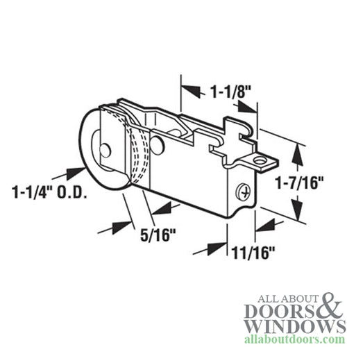 1-1/4  DIA. Nylon wheel, Roller Assembly - 1-1/4  DIA. Nylon wheel, Roller Assembly