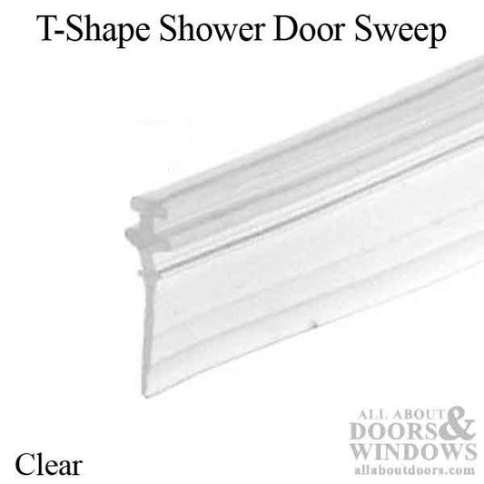 Shower Door Sweep, T-Shaped, 36" length, Clear