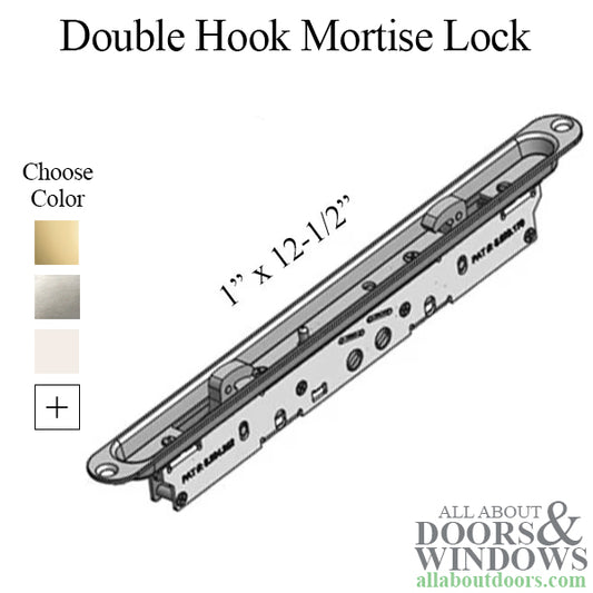 Double Hook Mortise Lock Sliding Patio Doors 3/8" Recessed Faceplate White