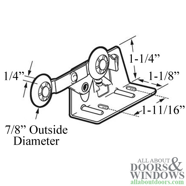 Tandem Closet Door Roller 7/8 Inch Nylon Wheels - Tandem Closet Door Roller 7/8 Inch Nylon Wheels