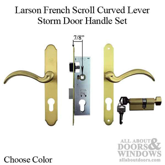 Larson French Scroll Curved Lever Storm Door Handle - Choose Color