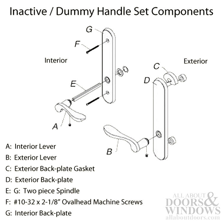 Marvin Inactive / Dummy Trim for Passive door - Antique Brass - Marvin Inactive / Dummy Trim for Passive door - Antique Brass