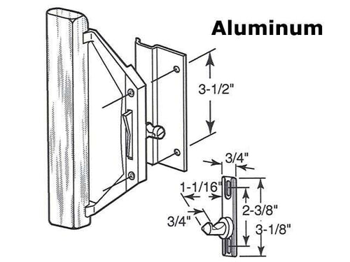 Trimview Sliding Patio Door Handle Set - 3-1/2 Inch Hole Center, Aluminum - Trimview Sliding Patio Door Handle Set - 3-1/2 Inch Hole Center, Aluminum