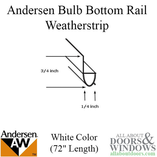 Andersen Weatherstrip, Bulb / Bottom Rail  Perma-Shield Narroline Windows - White - Andersen Weatherstrip, Bulb / Bottom Rail  Perma-Shield Narroline Windows - White