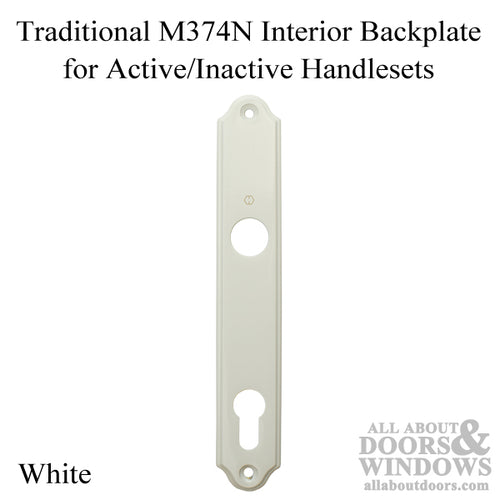 HOPPE Traditional Interior Backplate M374N for Active/Inactive Handlesets - White - HOPPE Traditional Interior Backplate M374N for Active/Inactive Handlesets - White