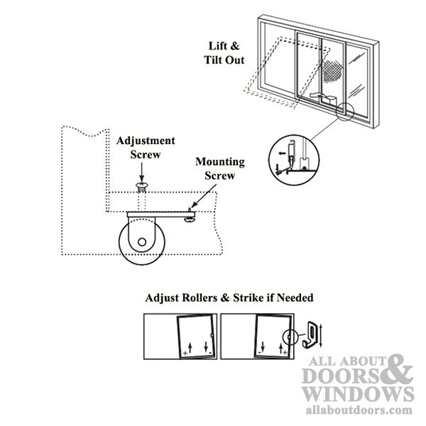 Straight Spring Tension Roller Assembly with 1 Inch Nylon Wheel for Sliding Screen Door - Straight Spring Tension Roller Assembly with 1 Inch Nylon Wheel for Sliding Screen Door