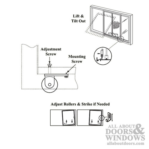 Straight Spring Tension Roller Assembly with 1 Inch Nylon Wheel for Sliding Screen Door - Straight Spring Tension Roller Assembly with 1 Inch Nylon Wheel for Sliding Screen Door