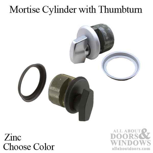 Mortise Cylinder with Thumbturn, Zinc, Choose Color