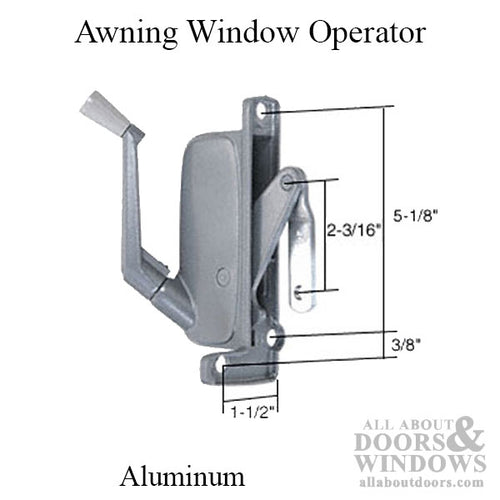 Type 3 Awning Window Operator, Miami Windows, Left Hand - Aluminum - Type 3 Awning Window Operator, Miami Windows, Left Hand - Aluminum