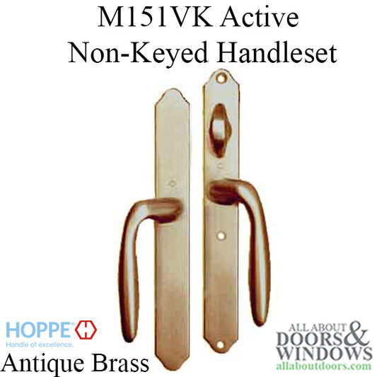 HOPPE HLS 9000 Sliding Door Handle Set with Verona Lever Active Non-Keyed Antique Brass