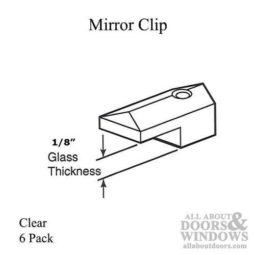 Mirror Clip for 1/8 Inch-Thick Glass - 6 Pack - Mirror Clip for 1/8 Inch-Thick Glass - 6 Pack