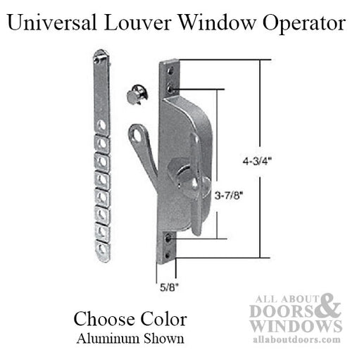 Universal Jalousie/Louver Window Operator with T-Handle, Adjustable Link, Non-Handed - Choose Color - Universal Jalousie/Louver Window Operator with T-Handle, Adjustable Link, Non-Handed - Choose Color