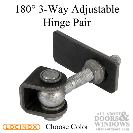 Locinox 180 degree 3-Way Adjustable Hinge Pair for Gates