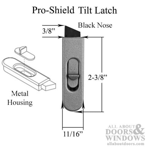 Pro Shield Tilt Latch for LOWER Sash Black Nose Left Hand - Pro Shield Tilt Latch for LOWER Sash Black Nose Left Hand
