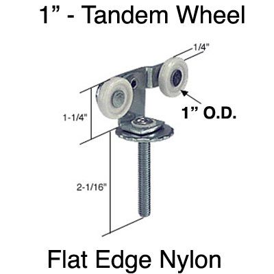 Wardrobe  roller, 1 inch Tandem wheel - Wardrobe  roller, 1 inch Tandem wheel