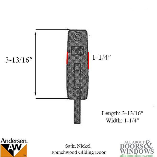 Andersen Window - Frenchwood Gliding Door - Thumb Latch, Whitmore - Satin Nickel - Andersen Window - Frenchwood Gliding Door - Thumb Latch, Whitmore - Satin Nickel