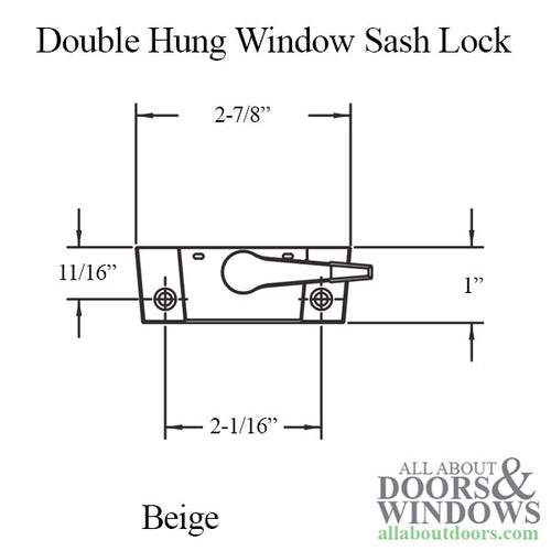 Double or Single Hung Window Sash Lock, 2-1/16