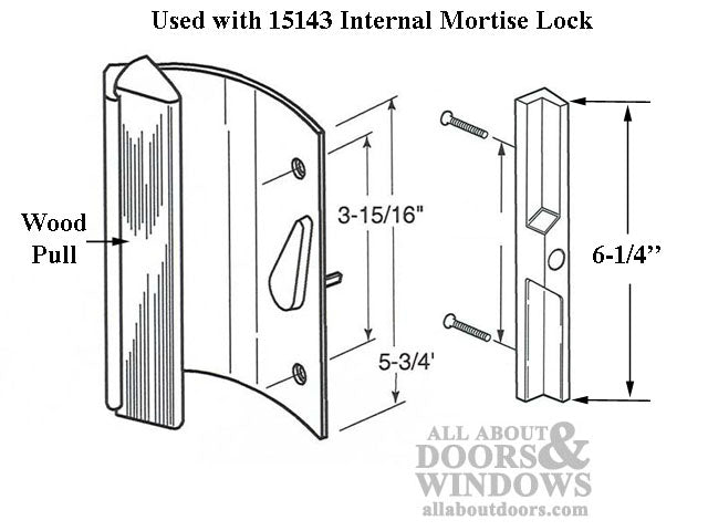 Handle Set, 3-15/16 holes, Jet Patio Door - Aluminum & Wood Grip - Handle Set, 3-15/16 holes, Jet Patio Door - Aluminum & Wood Grip