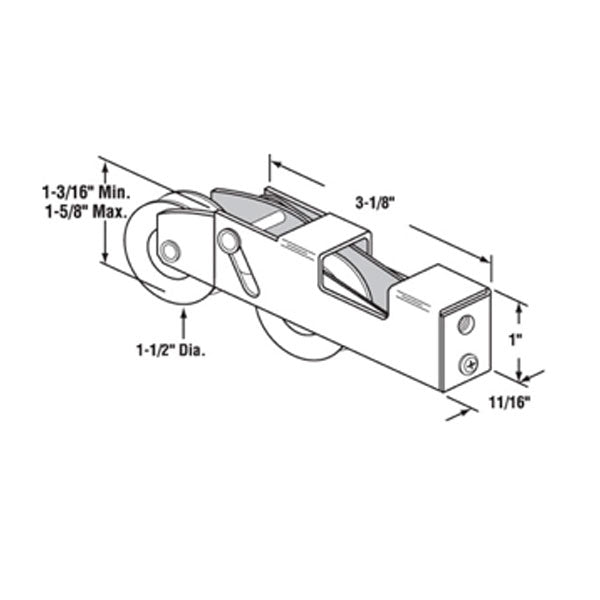 Vinyl Sliding Patio Door Tandem Roller 1.5 Inch Steel Wheel Diameter - Vinyl Sliding Patio Door Tandem Roller 1.5 Inch Steel Wheel Diameter