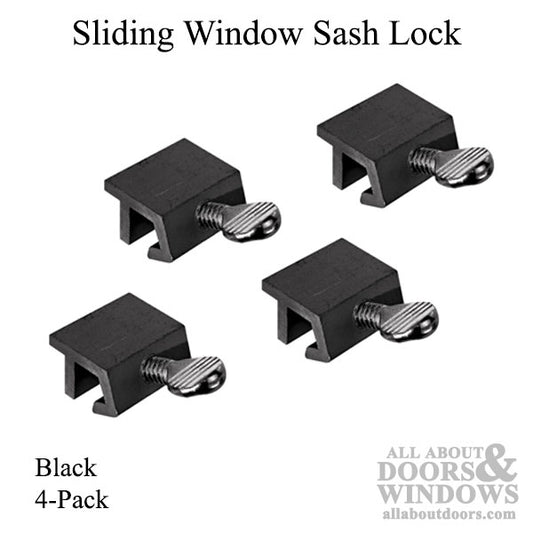 Sash Lock - Sliding Window, Black - 4 pack