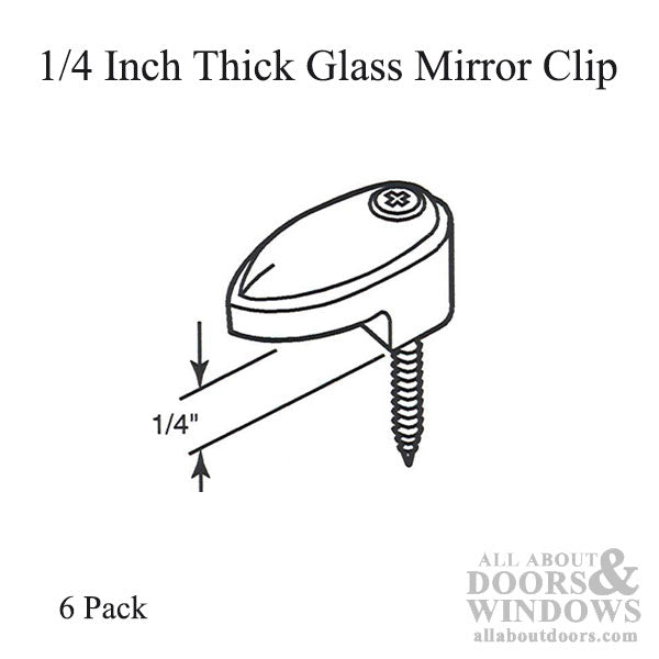 1/4 Inch Glass Mirror Clips - 6 Pack - 1/4 Inch Glass Mirror Clips - 6 Pack