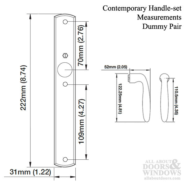 HOPPE Multipoint Lock Dummy Handle Set with Verona Lever Polished Brass - HOPPE Multipoint Lock Dummy Handle Set with Verona Lever Polished Brass