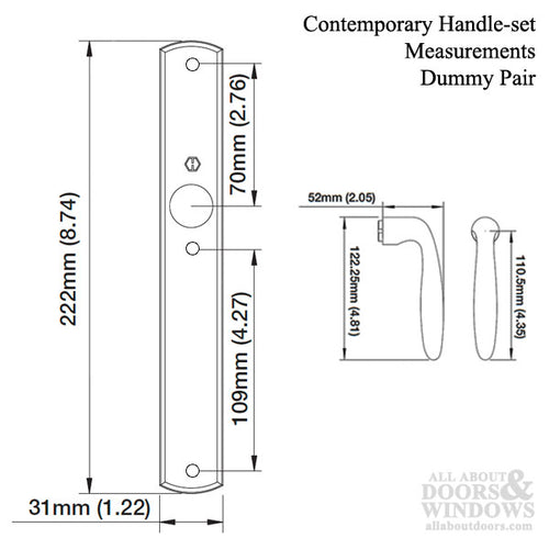 HOPPE Multipoint Lock Dummy Handle Set with Verona Lever Polished Brass - HOPPE Multipoint Lock Dummy Handle Set with Verona Lever Polished Brass