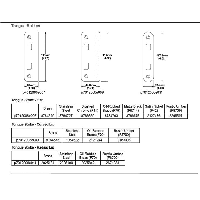 Strike Plate, PT0002N, Flat Tongue 1.30 x 4.57 -  Brushed Chrome - Strike Plate, PT0002N, Flat Tongue 1.30 x 4.57 -  Brushed Chrome