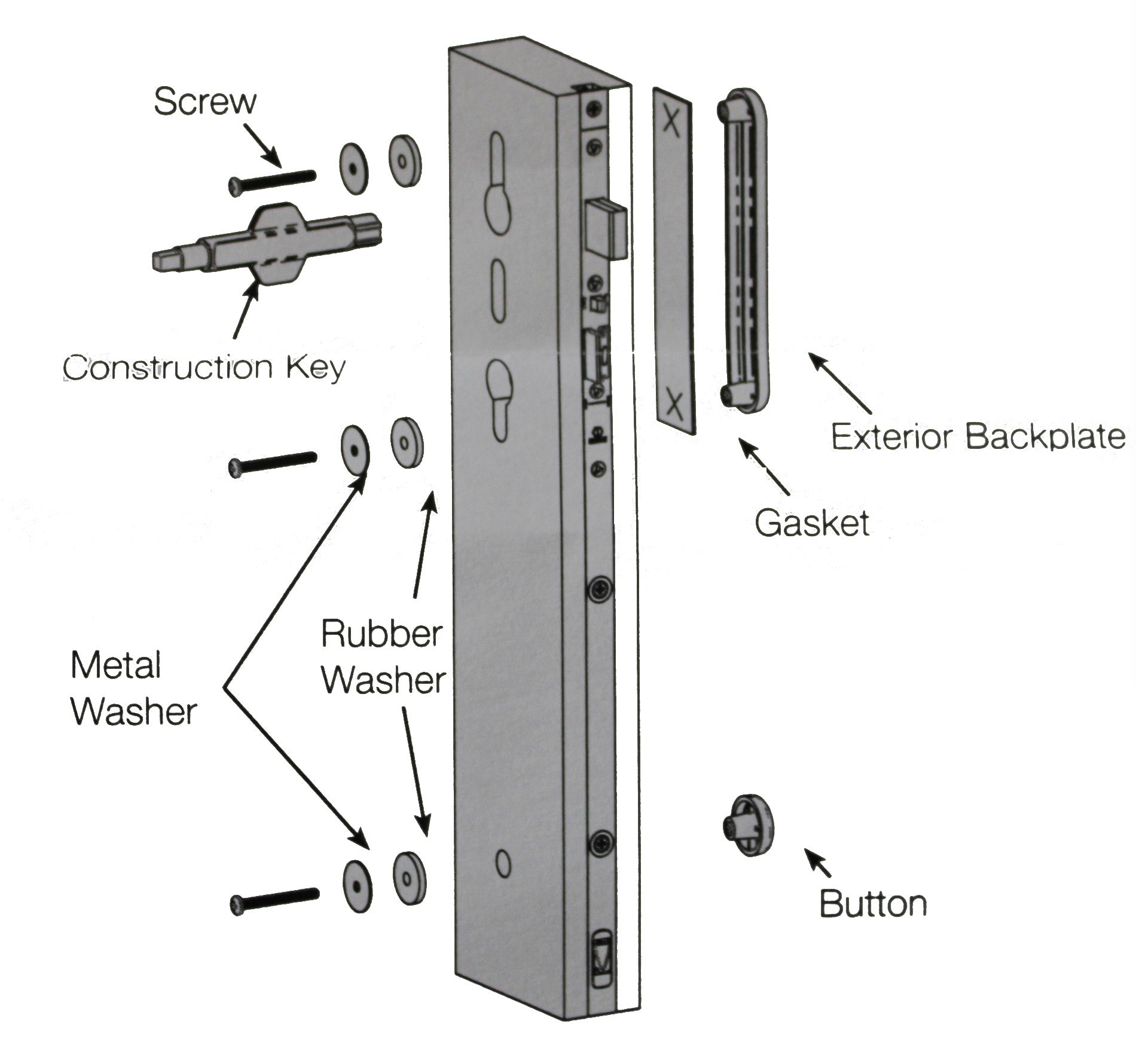 Hoppe HLS2000 Temporary Handle and Construction Plate Kit - Hoppe HLS2000 Temporary Handle and Construction Plate Kit
